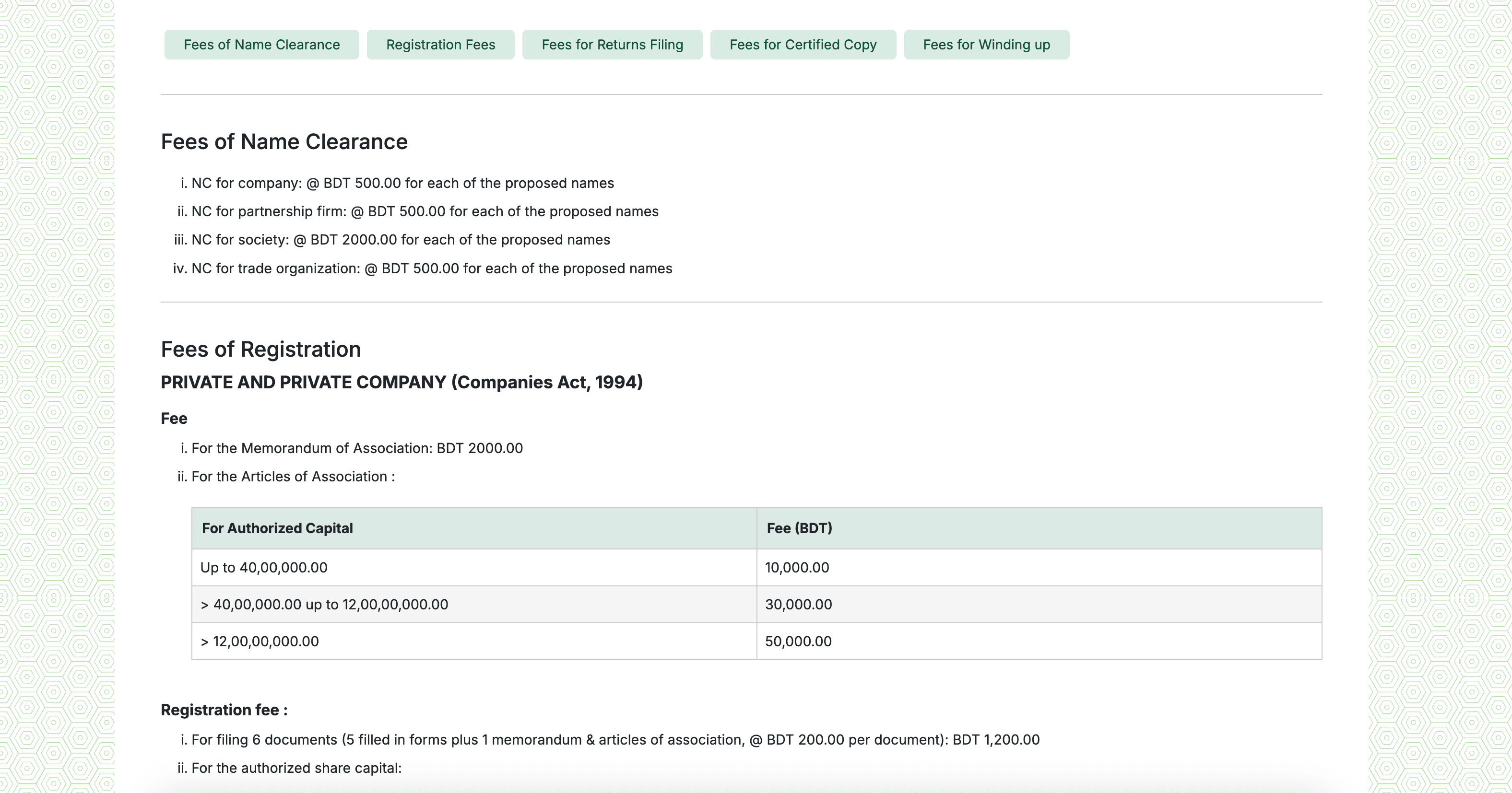 RJSC – Register of Joint Stock Companies & Firms screen 2